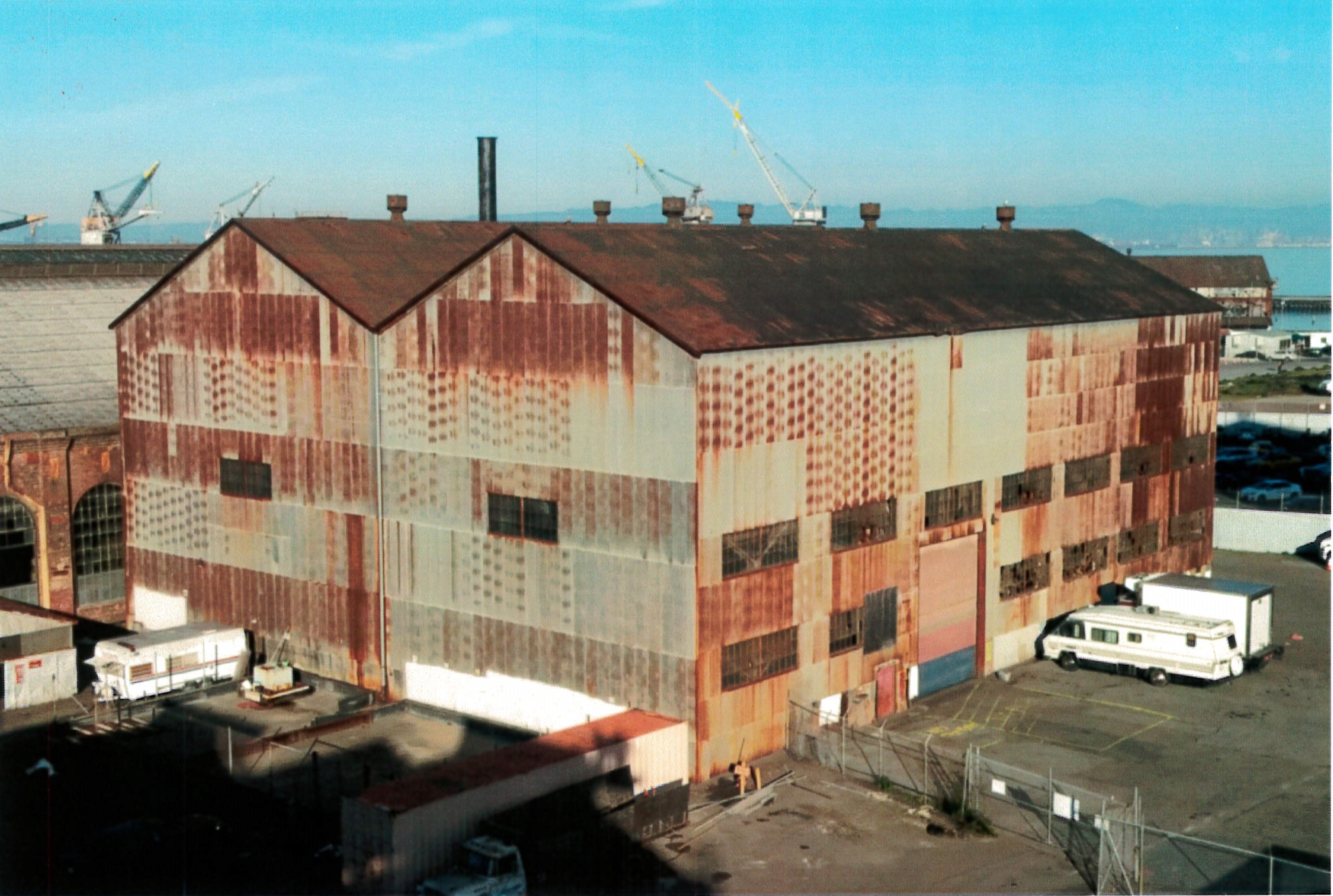 West (left) and south (right) sides of building